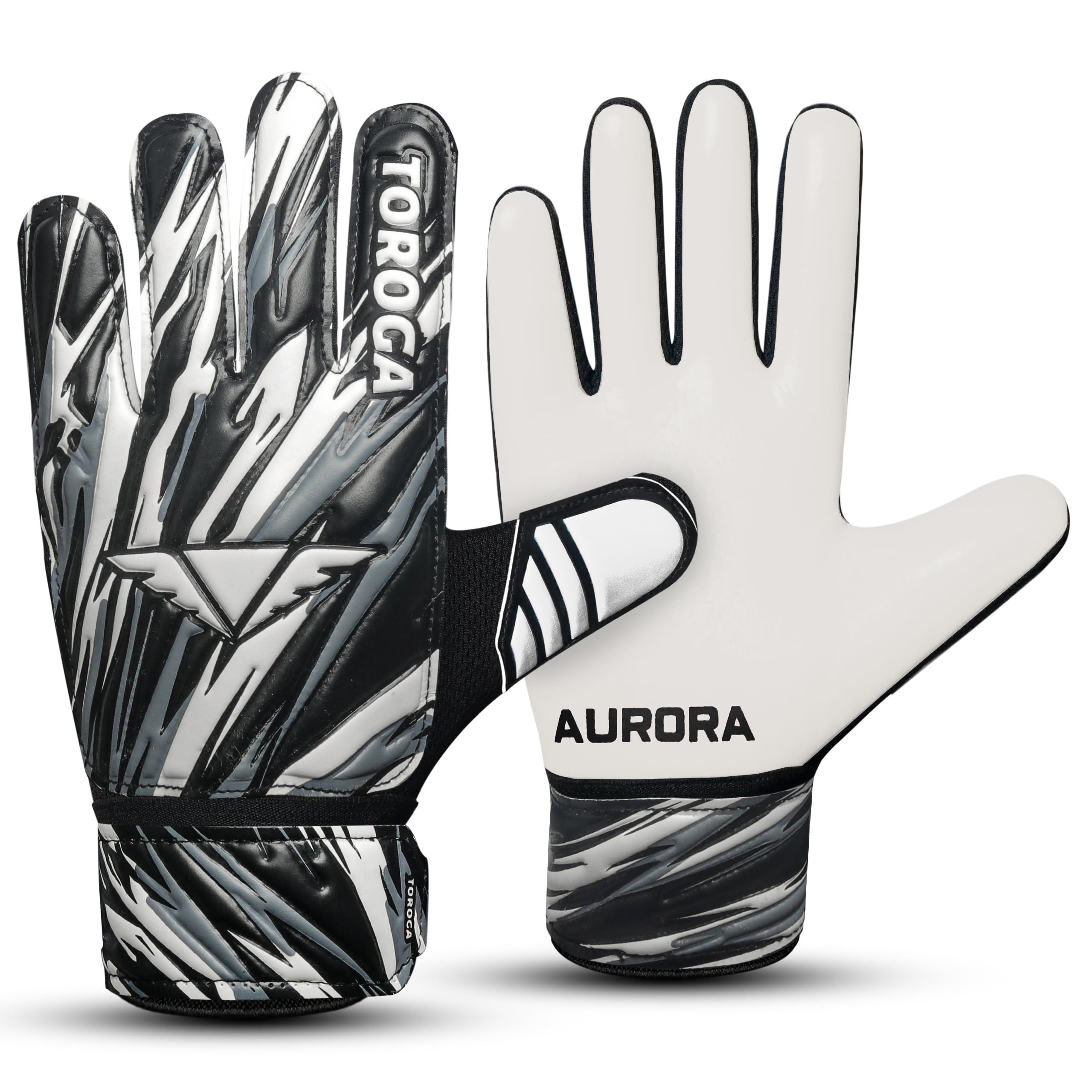 TOROGA Fußball-Torwarthandschuhe für Jungen, Kinder, Jugendliche, Fußball-Torwarthandschuhe mit 4 mm Latex-gepolsterter Handfläche, Super Grip Palm-Torwarthandschuhe