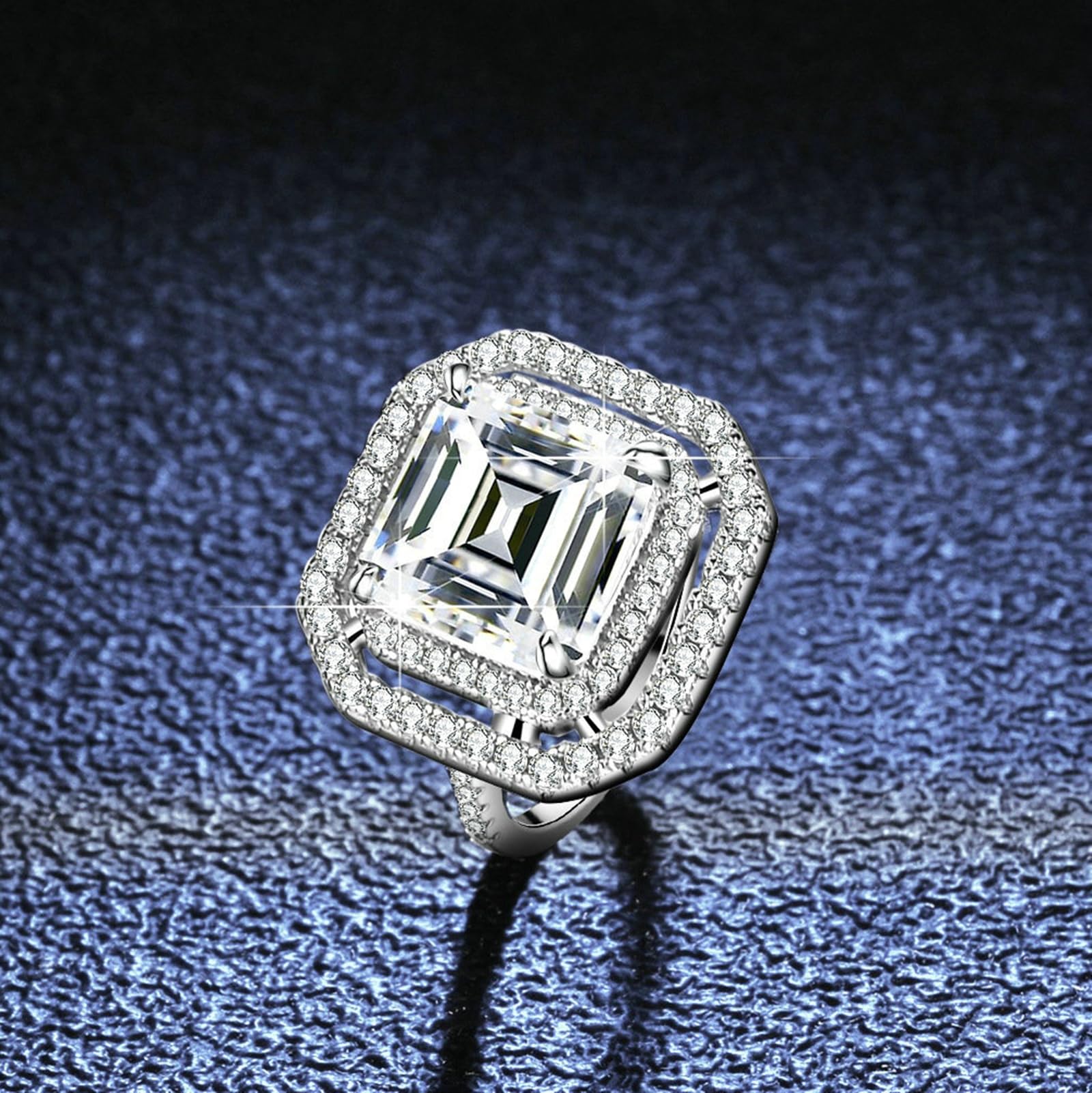 Złoty pierścionek damski z moissanite 5 ct, pierścionek zaręczynowy, prawdziwe złoto, obrączka ślubna, białe złoto, duży dla kobiet