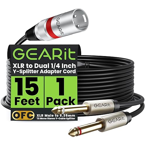 Miniatura 8 de GearIT Cable XLR macho a doble de 14 de pulgada (10 pies), cable adaptador divisor de cable en Y, cable TS mono estéreo, compatible con guitarra,