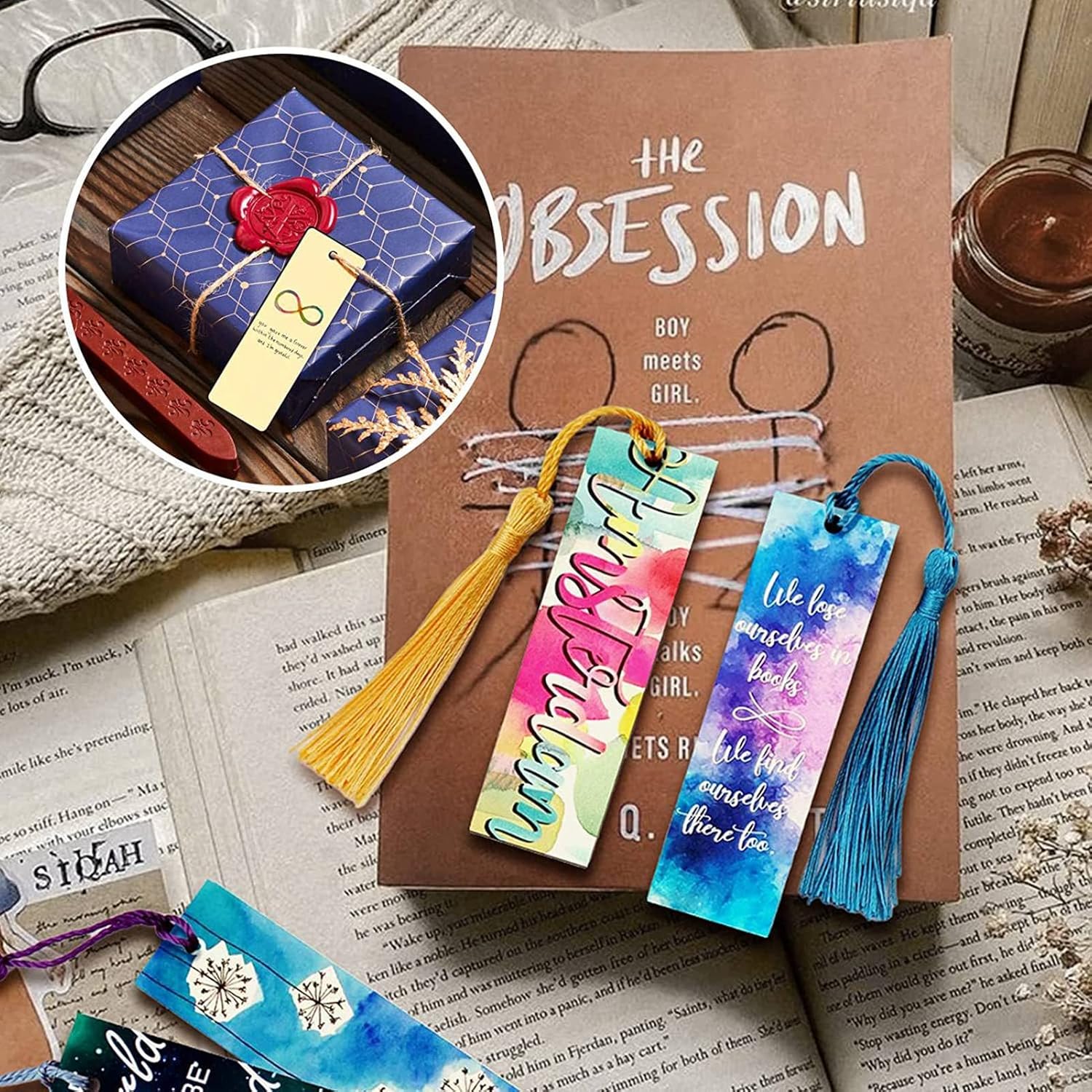 GLOGLOW 30Pcs Sublimation Blanks Bookmarks, Double Sided Printing Sublimation Blanks Products with 30Pcs Colorful Tassels for Bookmarks Crafts Projects