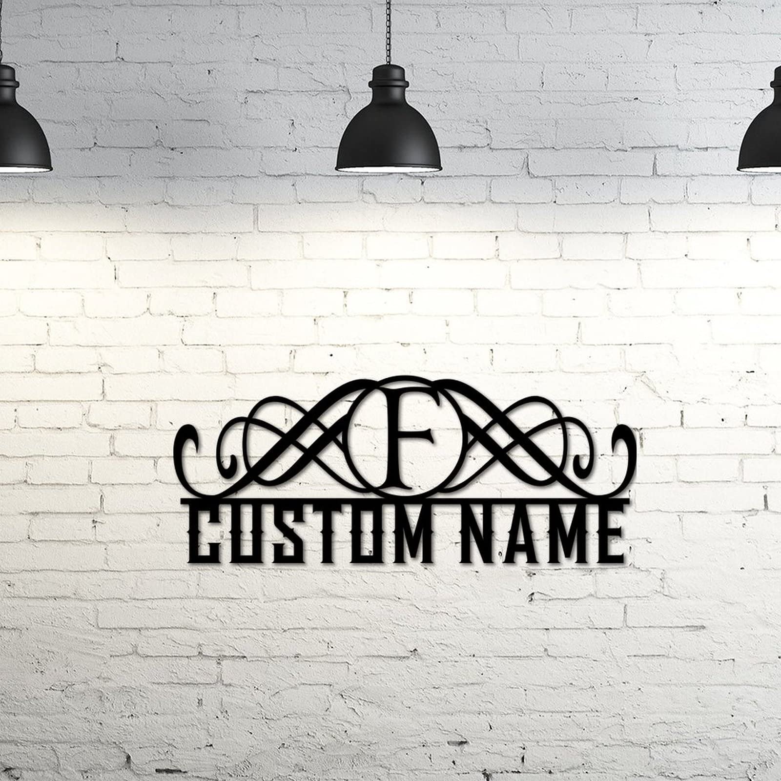 Letreros de metal con monograma de letra F personalizada con apellido, letrero de metal para pared, letrero de apellido para exteriores, letrero de nombre de letra dividida, letrero de nombre de metal