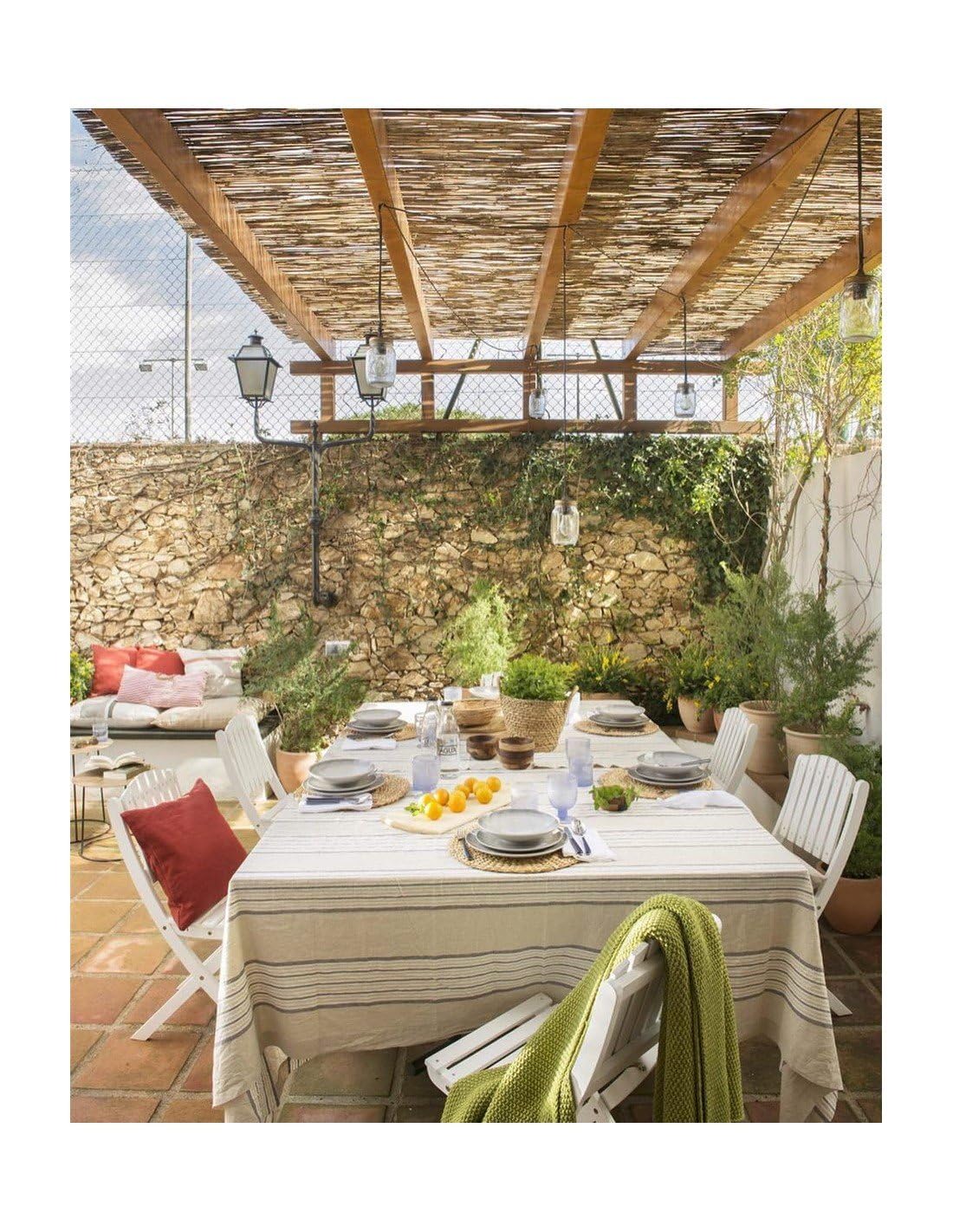 Jardin202 - Cerramiento Natural Bambú Fino de ocultación | Caña de Bambú para cerramiento de Jardín | Rollo: 2 x 5 Metros -