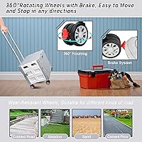 Vista 200 de FELICON SELORSS - Carrito plegable portátil con ruedas para subir escaleras y ruedas giratorias de 360°, mango telescópico, caja de plástico