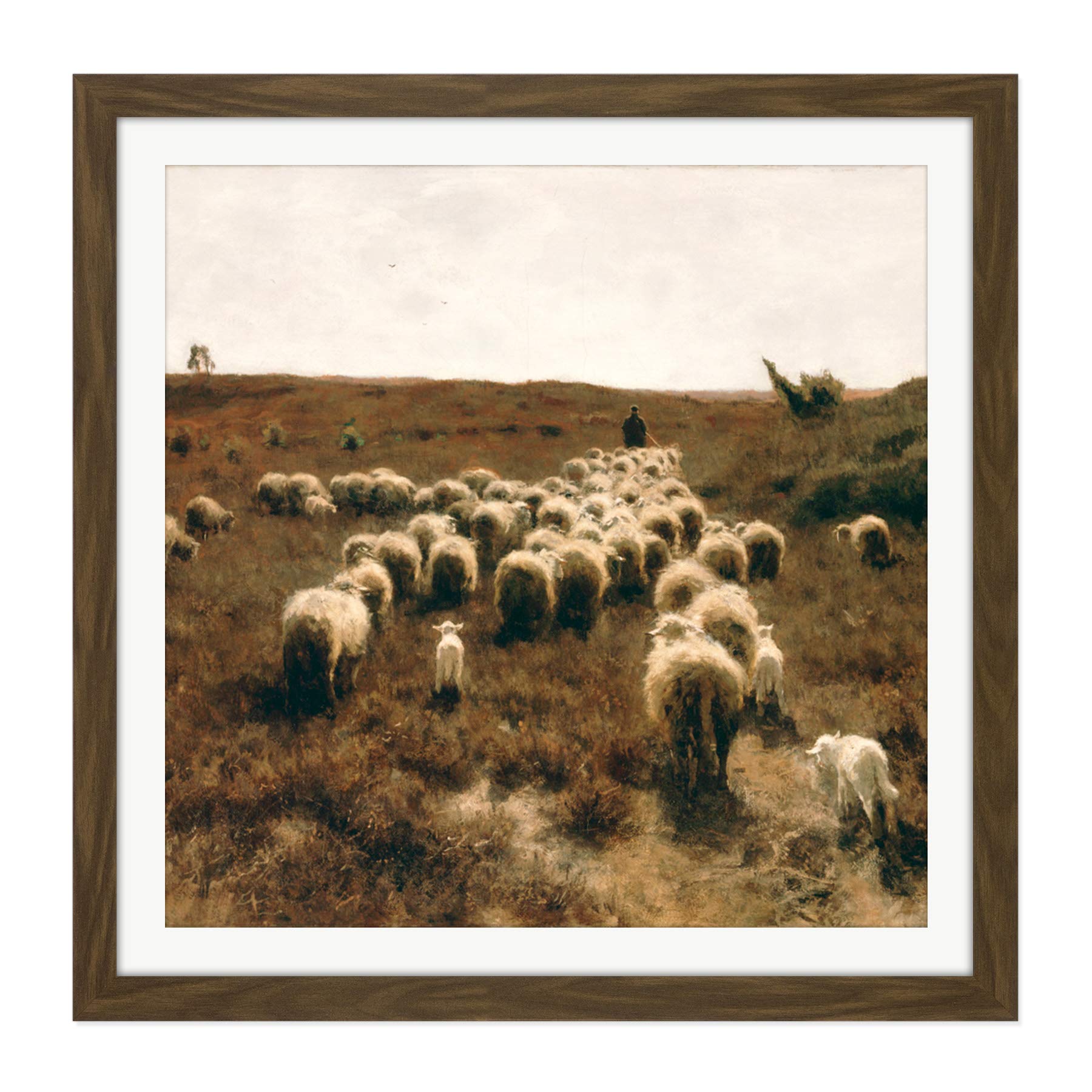 Anton Mauve The Return Of The Flock Laren Square Wooden Framed Wall Art Print Picture 16X16 Inch