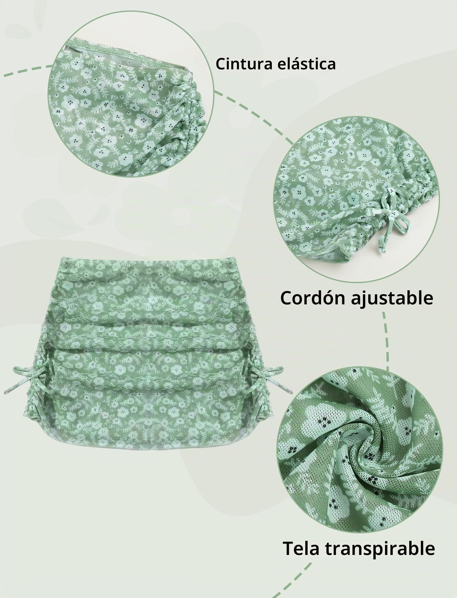 Happy Cherry Conjunto de bikini para niña, 3 unidades, diseño floral, traje de baño de verano, con falda, adolescentes, bañadores de playa, bikinis para 8-14 años