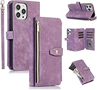 Vista 25 de UEEBAI Funda para iPhone 12 Mini de 5.4 pulgadas, 9 ranuras para tarjetas, cartera de cuero retro a prueba de golpes, con correa de mano, ranuras