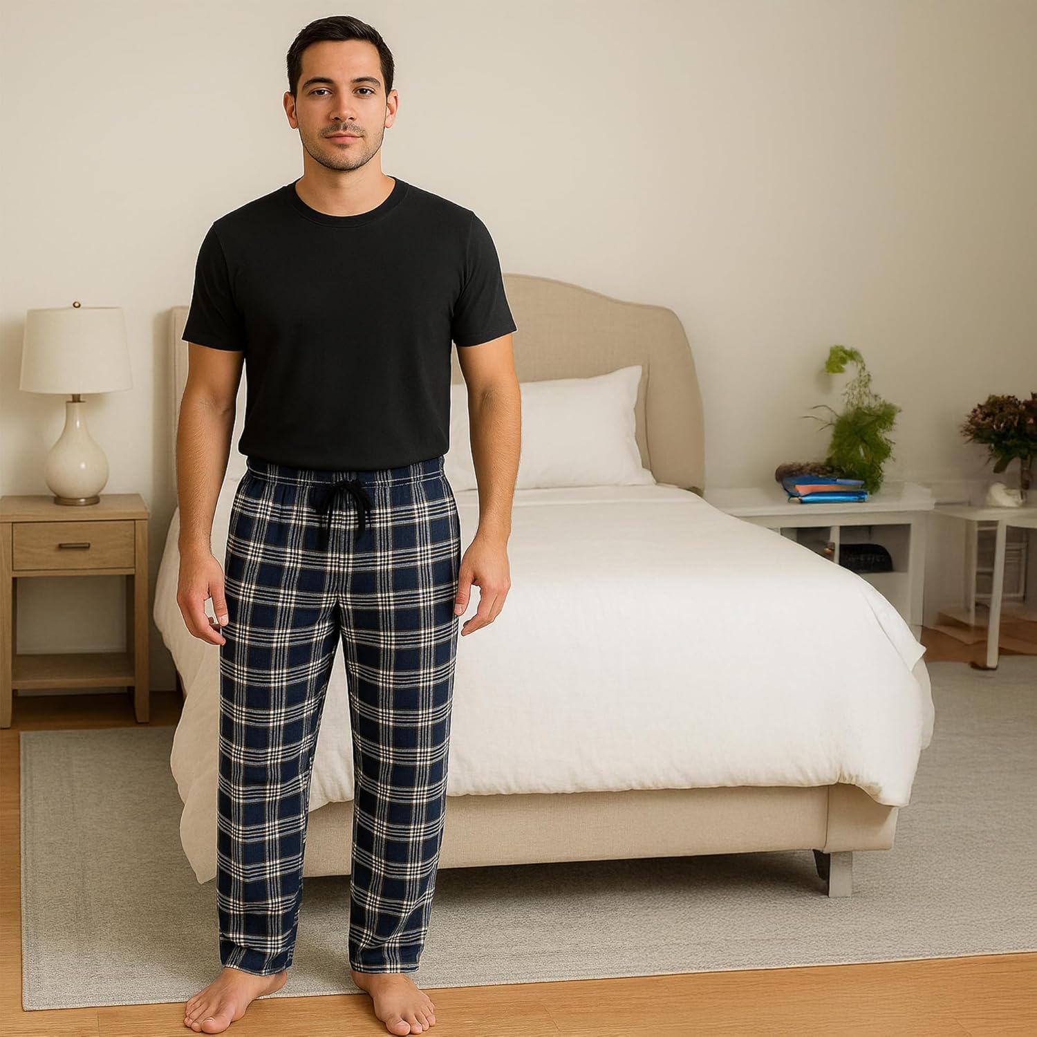 3 Pack Mens Flannel Pajama Pants - Plaid Lounge Pants for Men, Soft Cotton Pajama Bottoms - Image 5