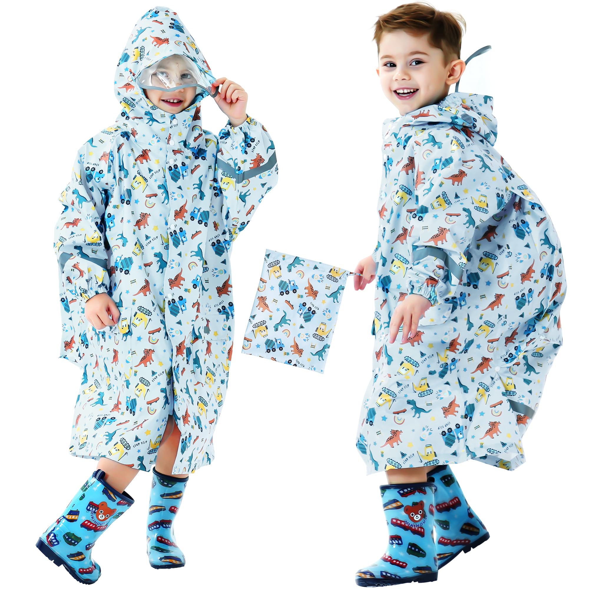 Imperméable Enfants Filles Poncho Pluie à Capuche Garçons Filles Respirant Léger Cape de Pluie Long Vêtements de Pluie Randonnée Camping Sport Vestes de Pluie 3-12 Ans