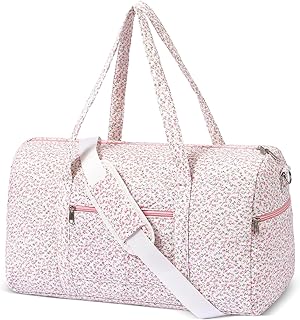 SXS LACONIC Gym Bag for Women, Cute Duffle Bag, Quilted Duffle Bag for Travel, Floral Duffle Bags, Weekend Bag with Zipper Pocket Dance Bag Organizer