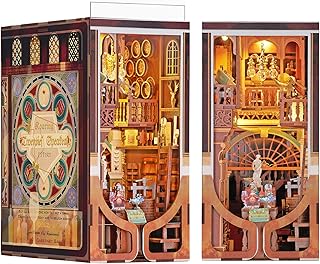 Minicity Book Nook Kit, DIY Miniature Dollhouse Booknook Kit, 3D Wooden Puzzle Bookend Bookshelf Insert Decor with LED Light for Teens and Adults (Roaring Twenties Speakeasy)