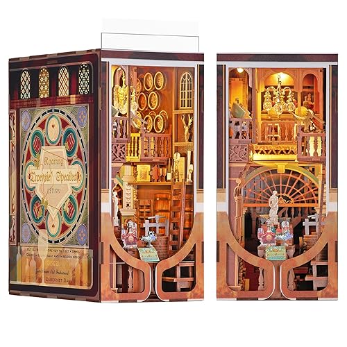 MiniCity Book Nook Kit, DIY Miniature Dollhouse Booknook Kit, 3D Wooden Puzzle Bookend Bookshelf Insert Decor with LED Light for Teens and Adults (Roaring Twenties Speakeasy) - Roaring 20s Speakeasy