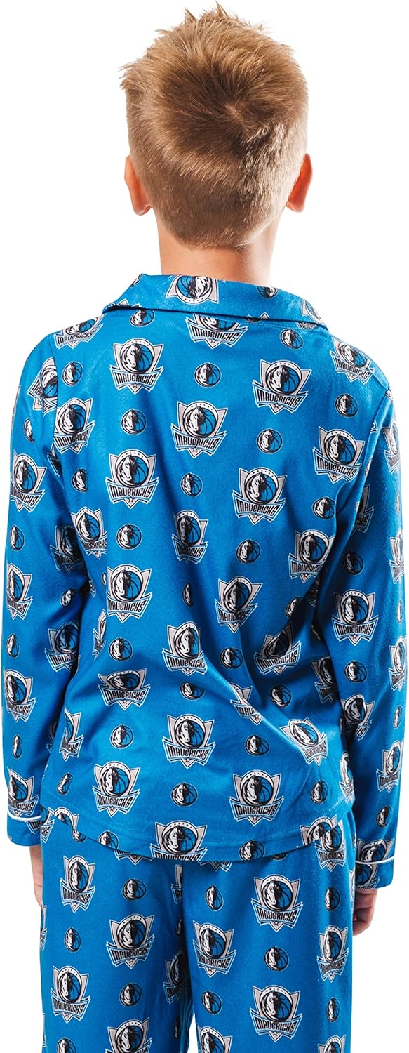 Ultra Game Youth NBA Official 2-Piece Super Soft Button Down Pajamas Set - Image 2