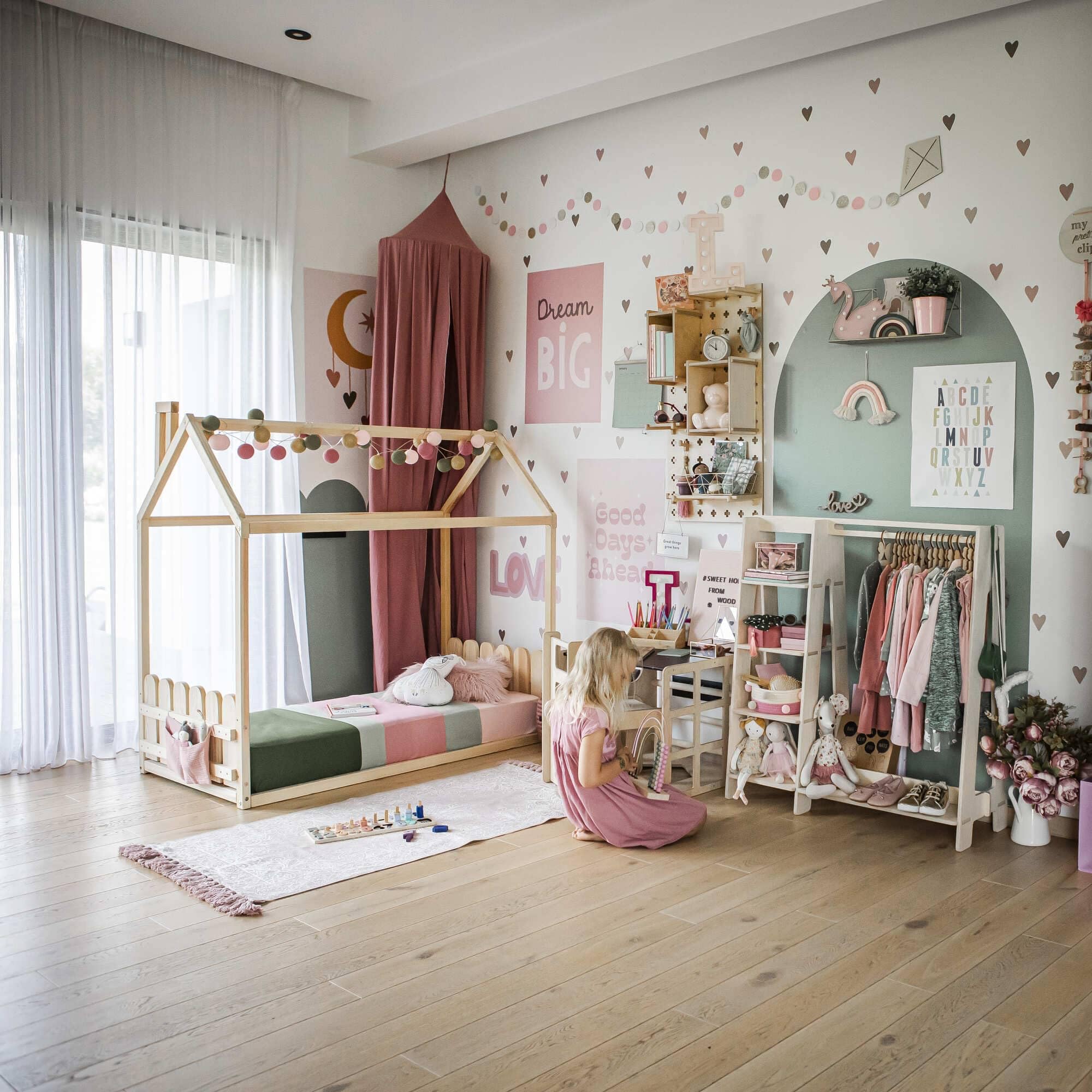 Sweet Home From Wood Kindermöbel mit Kleiderständer Kindergarderobe Kleiderschrank aus Holz kindergarderobe Holz kindergartenrobe Tipi