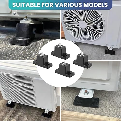 Miniatura 6 de Paquete de 4 soportes de montaje de aislamiento de vibración de goma para aire acondicionado condensador soporte de montaje para mini split al aire