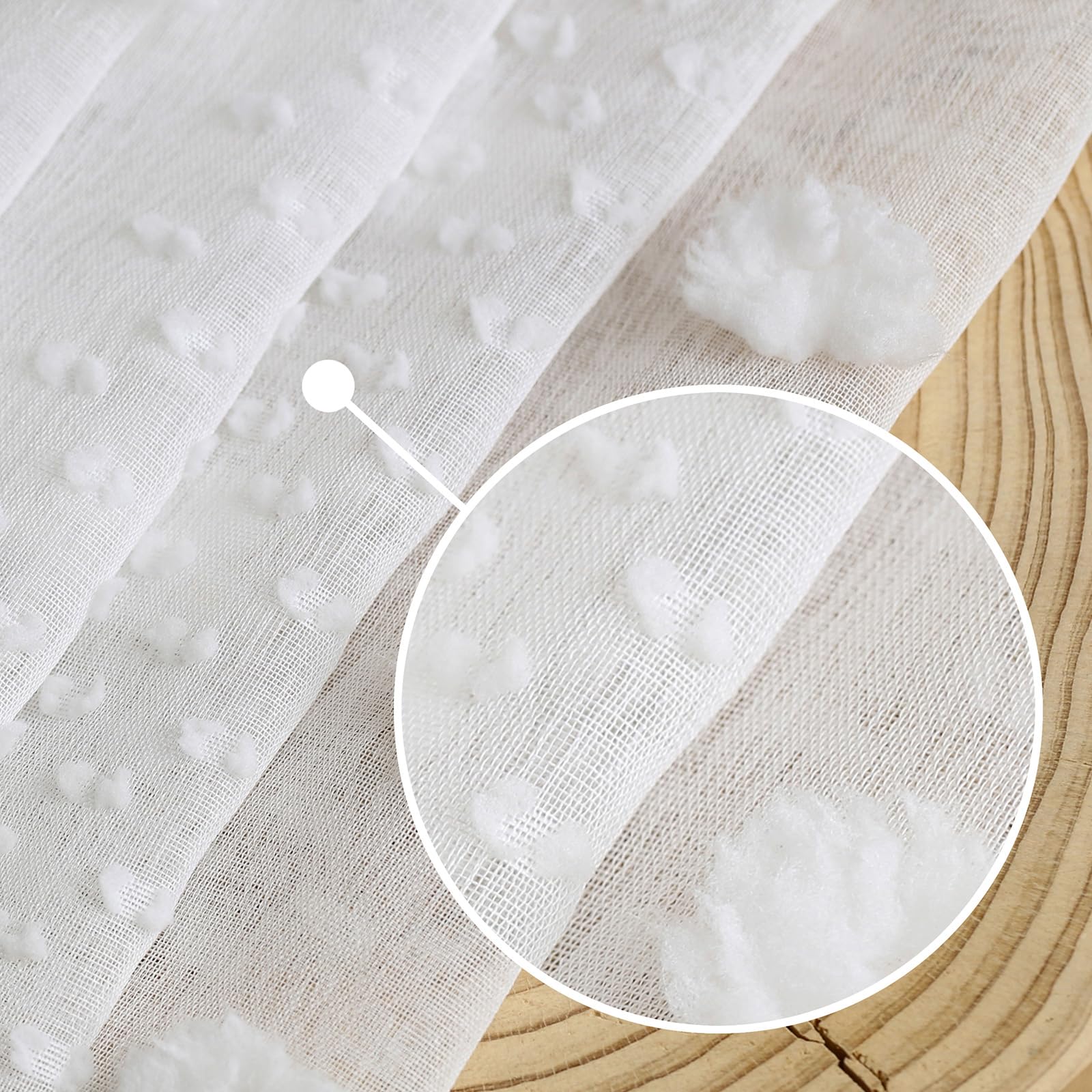 L.Z.E Rideaux Voilage Blanc Transparent Boho pour Salon Chambre des Filles et Tentures à Ruban Fronceur Blanc Cassé pour Salle à Manger 225 cm Long Motif Floral Tridimensionnel Lot de 2