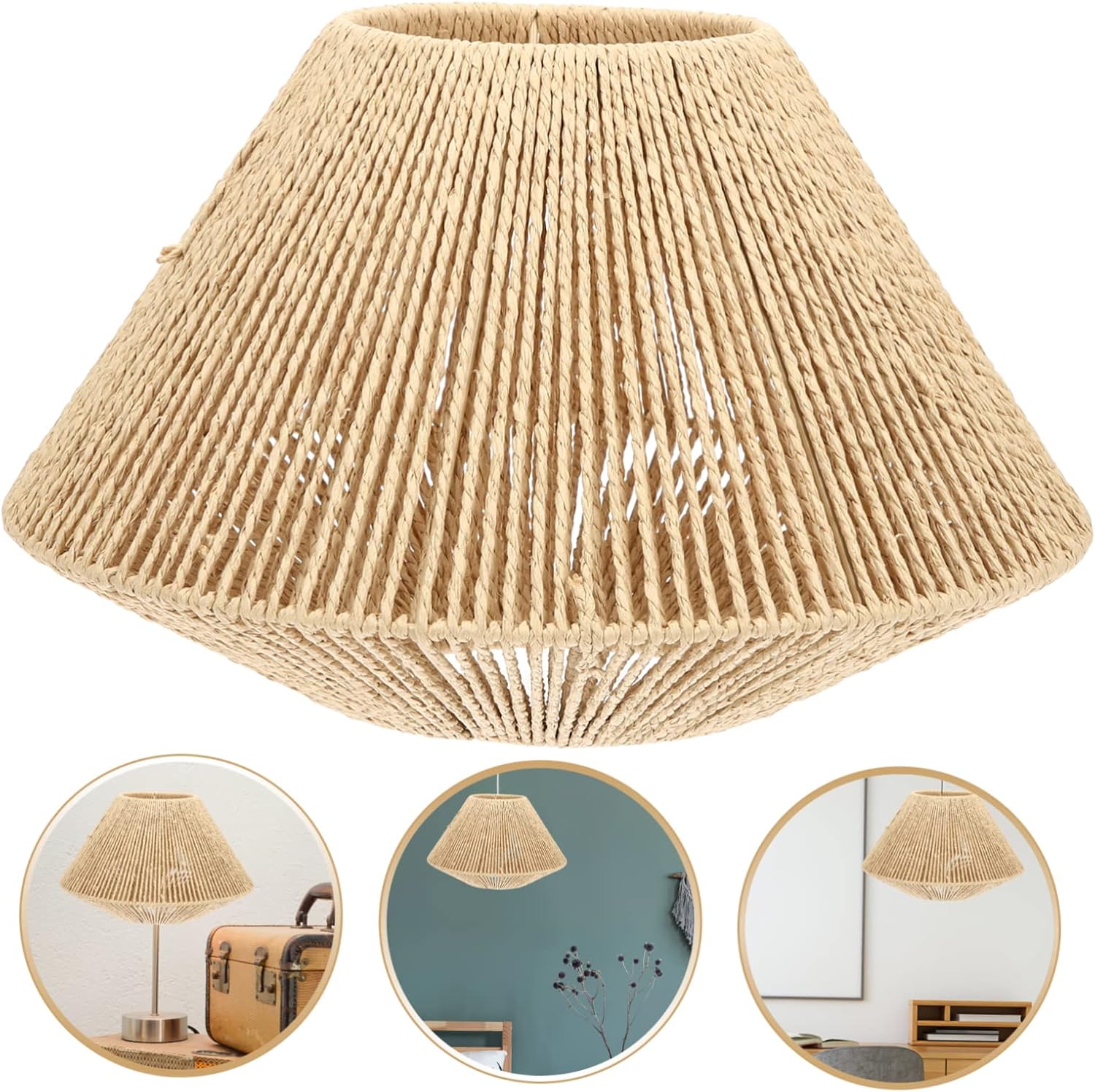 HOMSFOU Replacement Lampshades Decorative Ceiling Lights Cover Woven Lampshade for Restaurant Home
