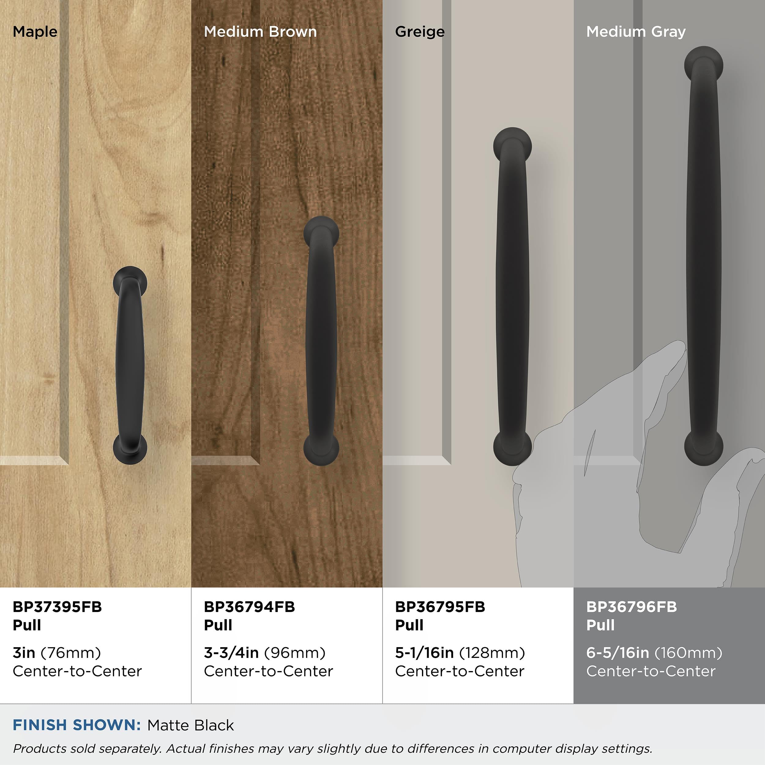 Amerock, Matte Black, 6-5/16 inch (160mm) Center-to-Center - Image 3