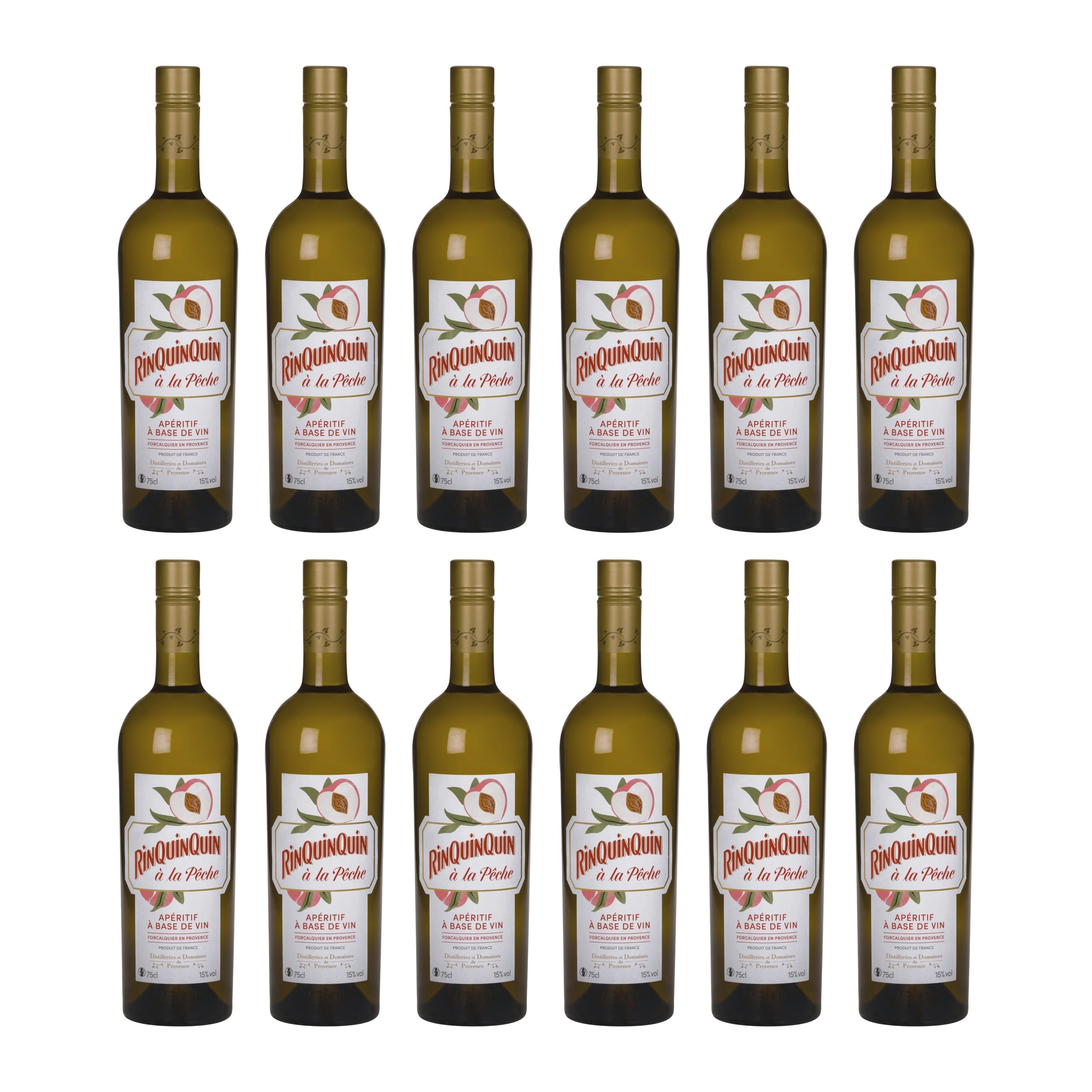 Distilleries et Domaines de Provence Rinquinquin à la pêche süß Likör Frankreich inkl. FeinWert E-Book (12 x 0.75 l)