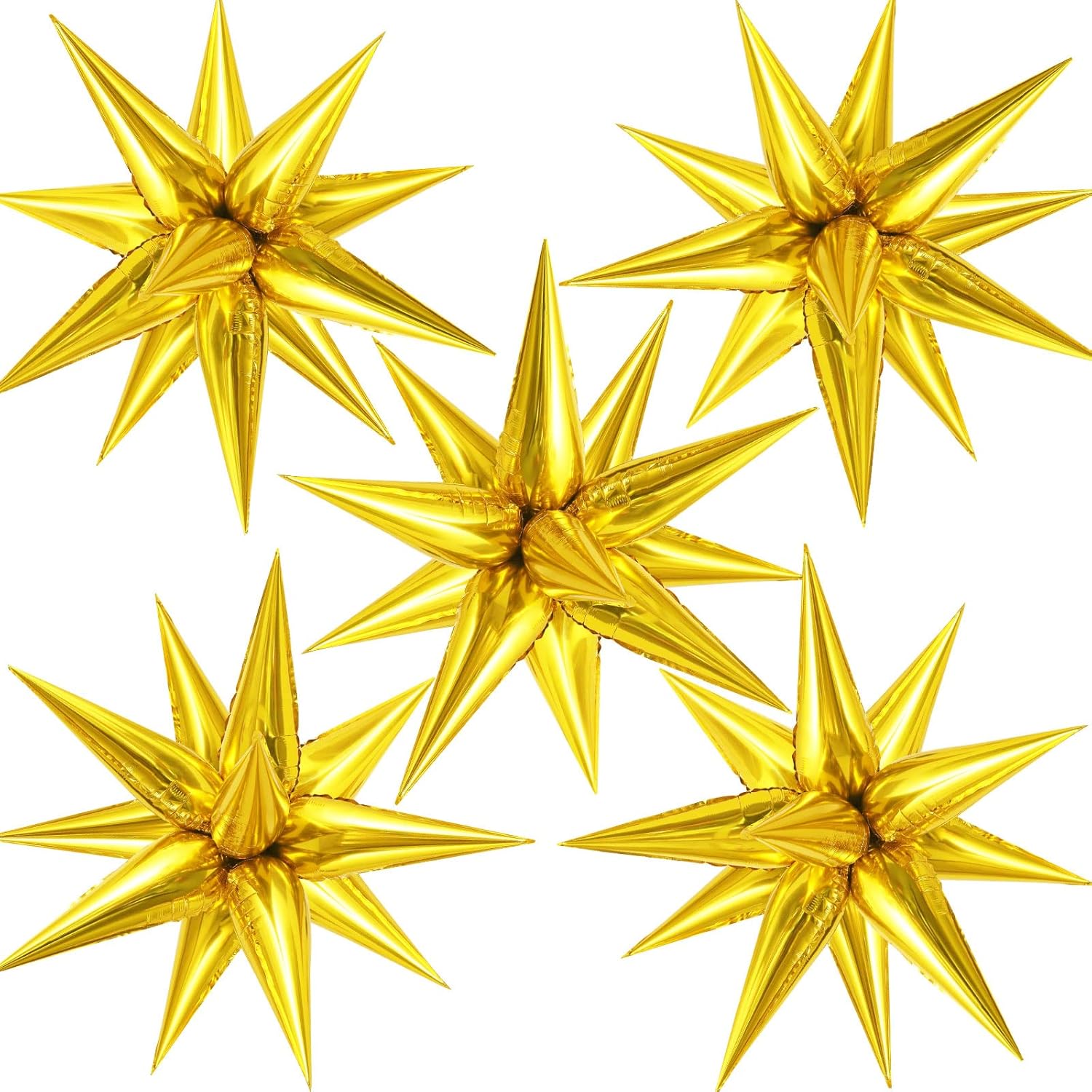 60 Pcs Star Balloons Explosion 12 Point Foil Cone Balloons Magic Balloon Large for Wedding Anniversary Backdrop Birthday Party Decorations Silver