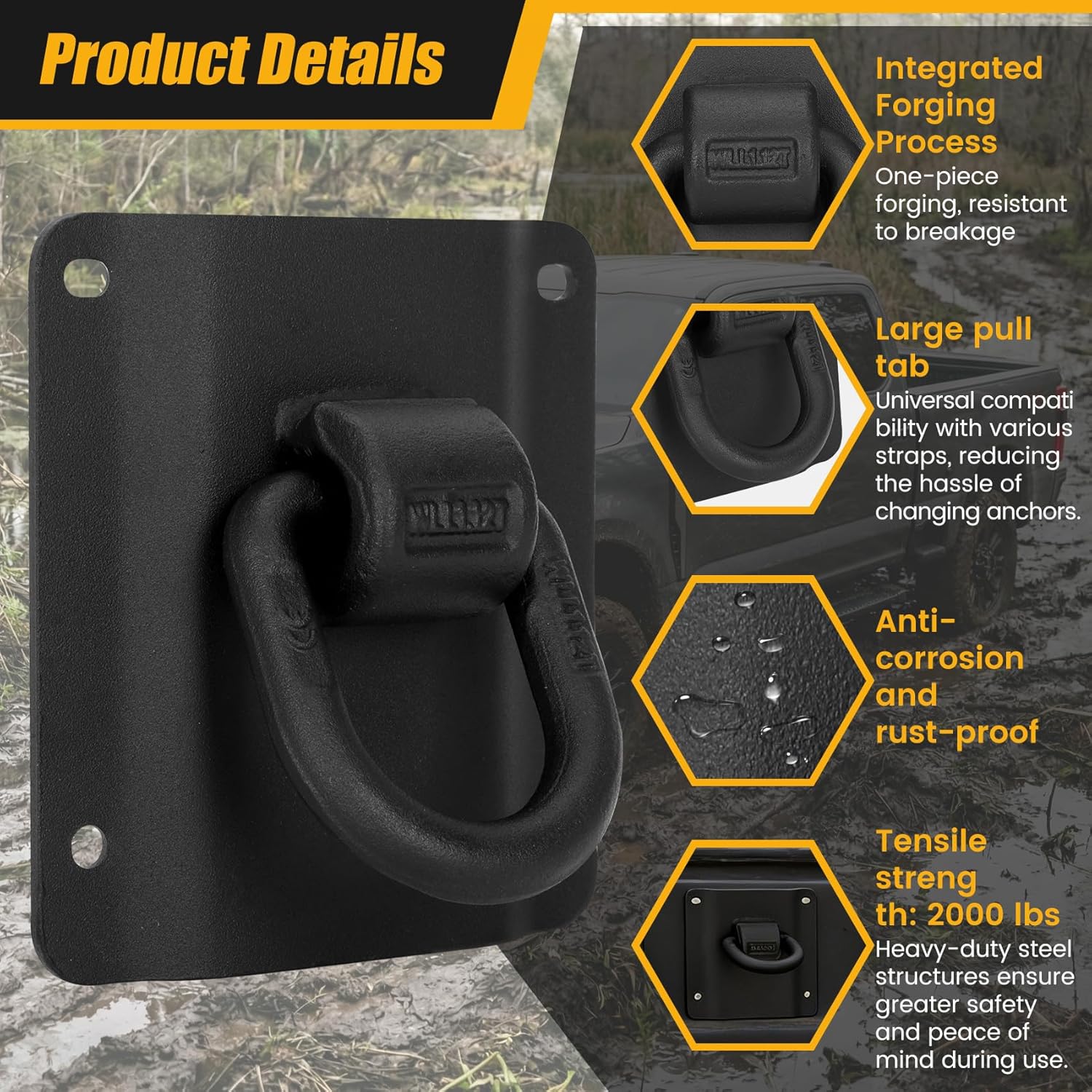 Heavy Duty Tie Down Anchors for 2015-2025 Ford F150 F250 F350 & 2026 Raptor | 4-Pack Truck Bed Cargo Anchors | Direct Replacement for FL3Z-99000A64-B& FL3Z-9928408-AB