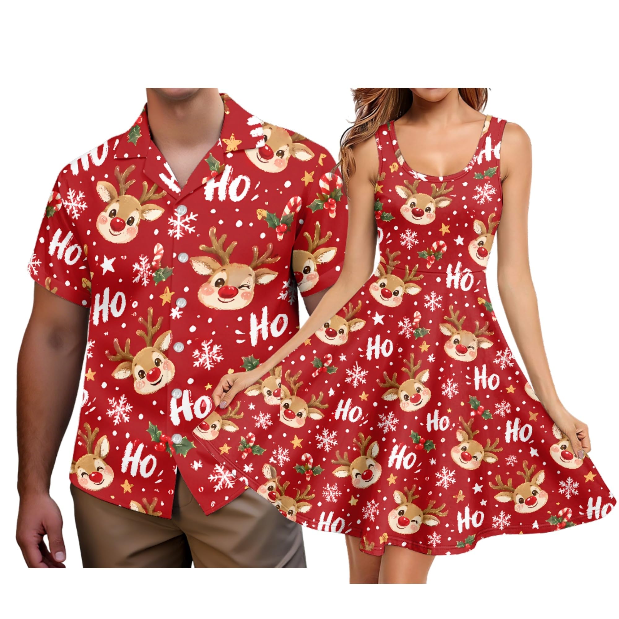 Hawaii Matching Couple Outfits Husband and Wife Clothing Fashionable Mens Casual Shirts Hawaii Dress with Soft Fabric