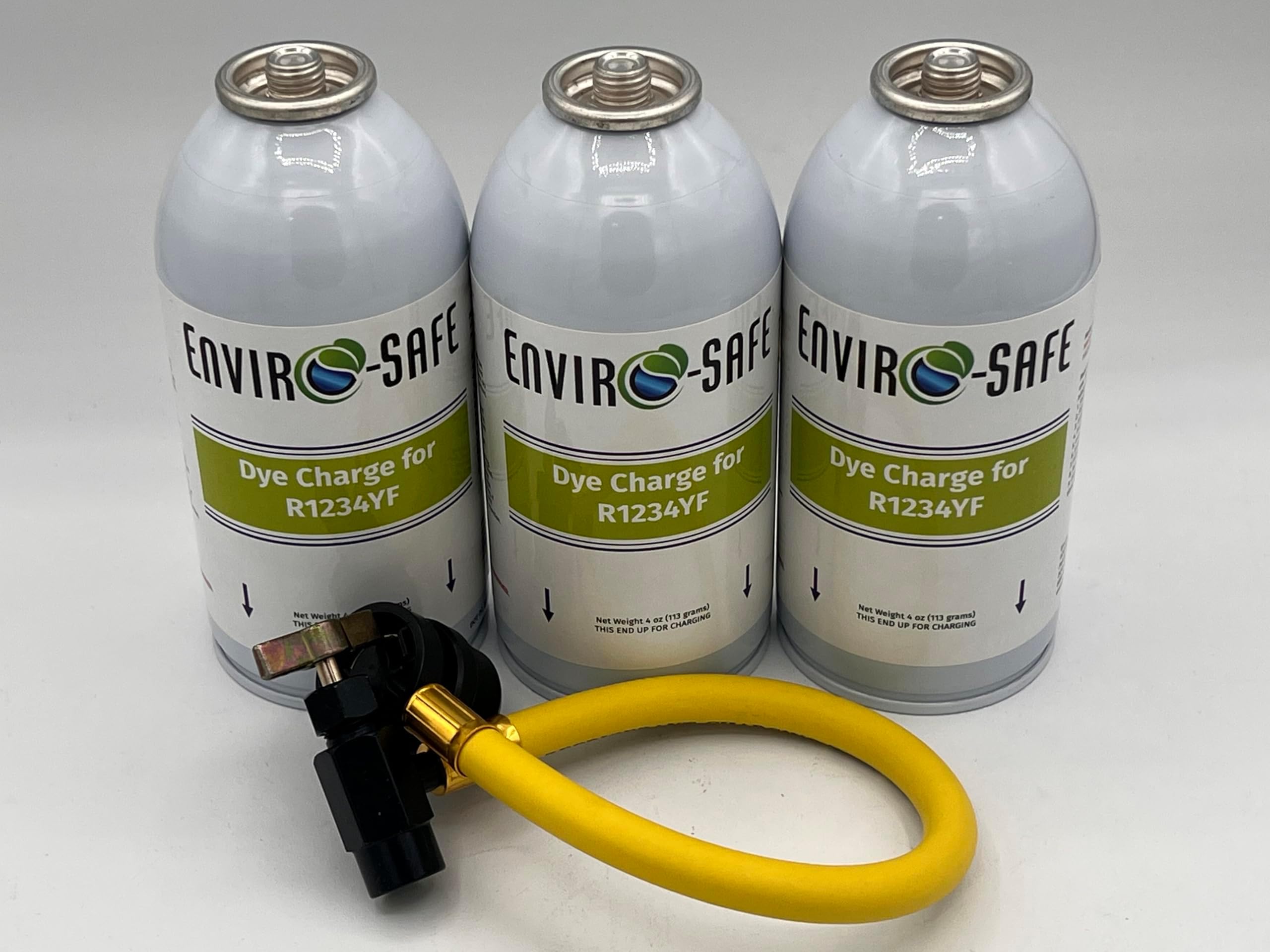 Dye Charge for R1234yf Systems,3 cans and Brass Charging Hose,R-1234yf Refrigerant Support,Dye-1102