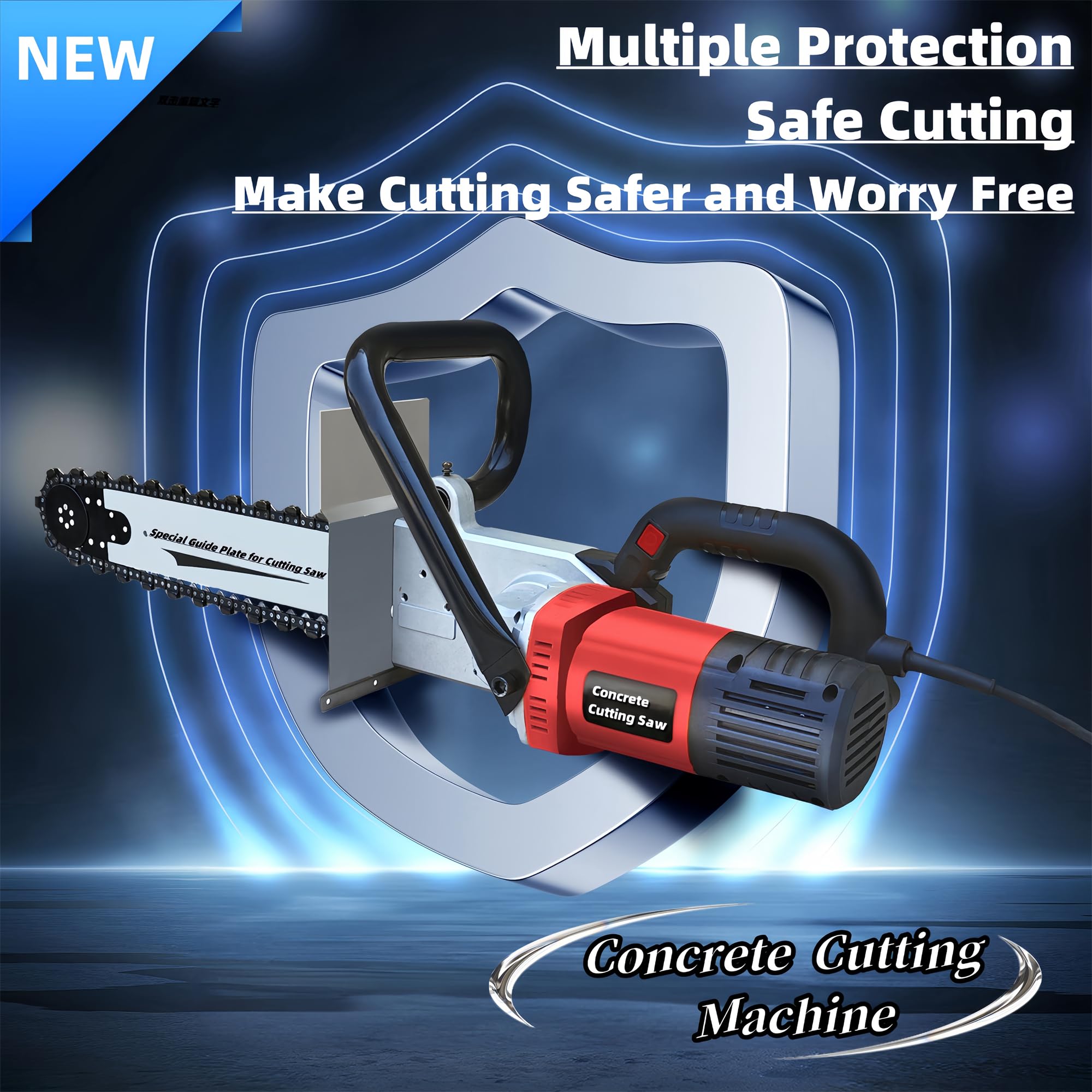 SSQUZA Scie à Béton Portative,Scie Murale à Chaîne Diamantée