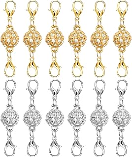 Magnetic Necklace Clasps and Closures, 12PCS Gold & Silver Magnetic Lobster Clasp Extenders for Necklaces & Bracelets, Easy Jewelry Converter for Women, Seniors, and Everyday Wear