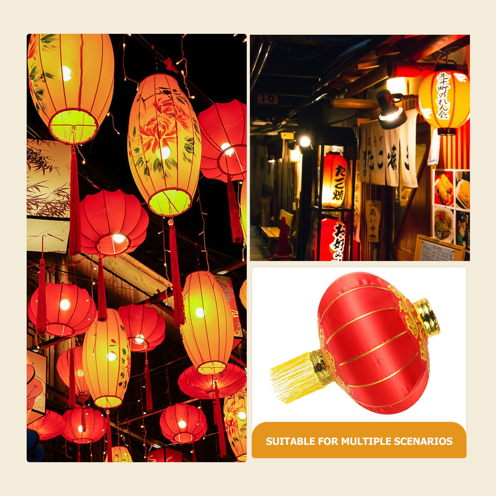 Linterna Tradicional China Roja 2piezas para Decoración Festiva de Puerta y Jardín de Tela Satinada para Exterior y Año
