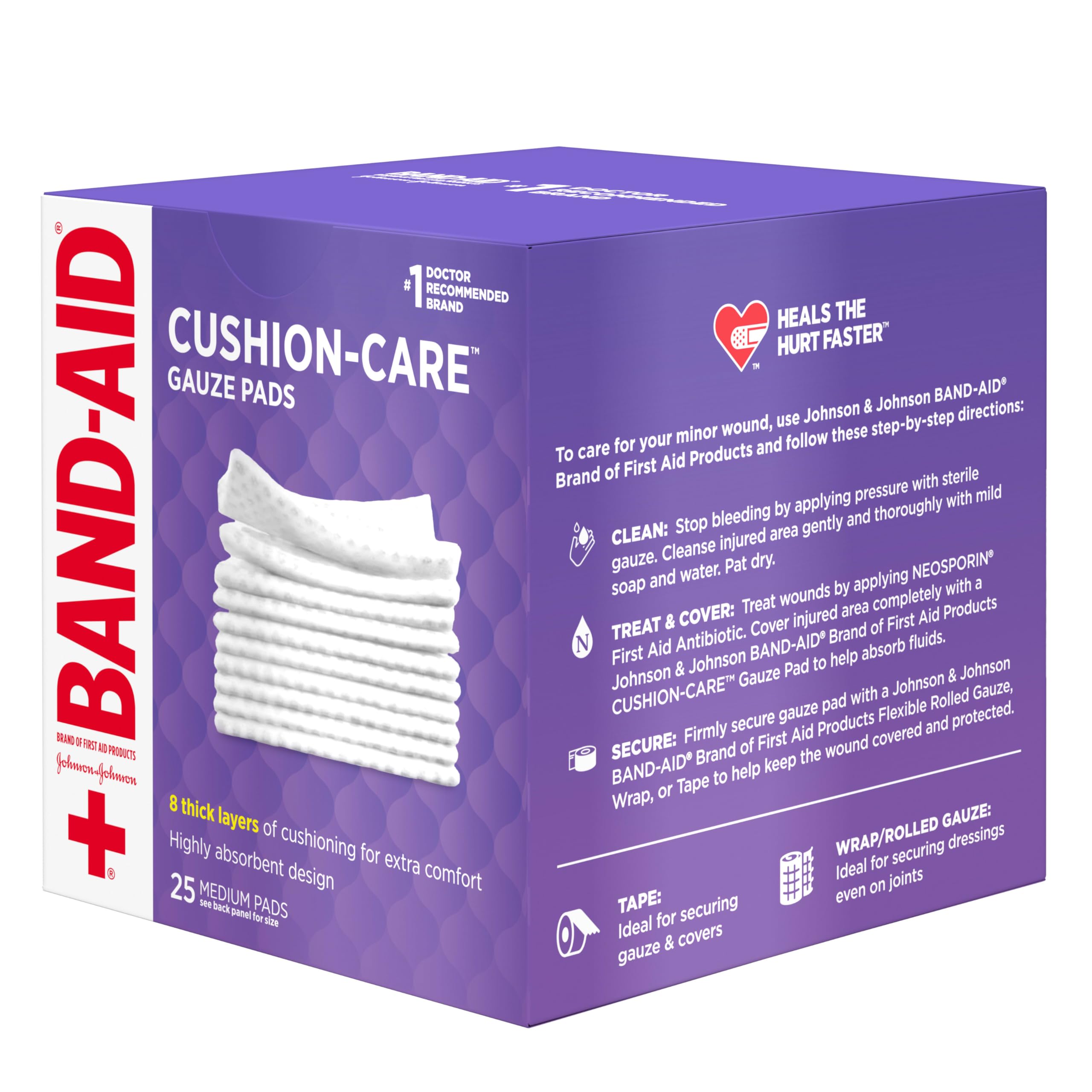 BAND-AID Brand Cushion-Care Gauze Pads, Medium Size, 3 in x 3 in, 25 Count — Amazon image 6