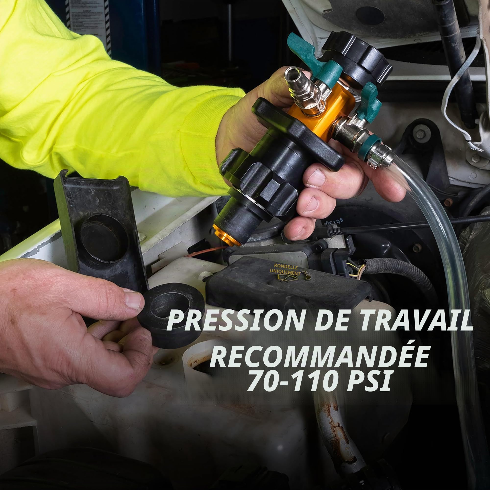 OEMTOOLS 24444 Kit de Remplissage de système de Refroidissement, 5 adaptateurs, élimine l'air piégé, Teste Les conduites de Chauffage et de Chauffage pour Les fuites, Outil de Remplissage sous Vide,