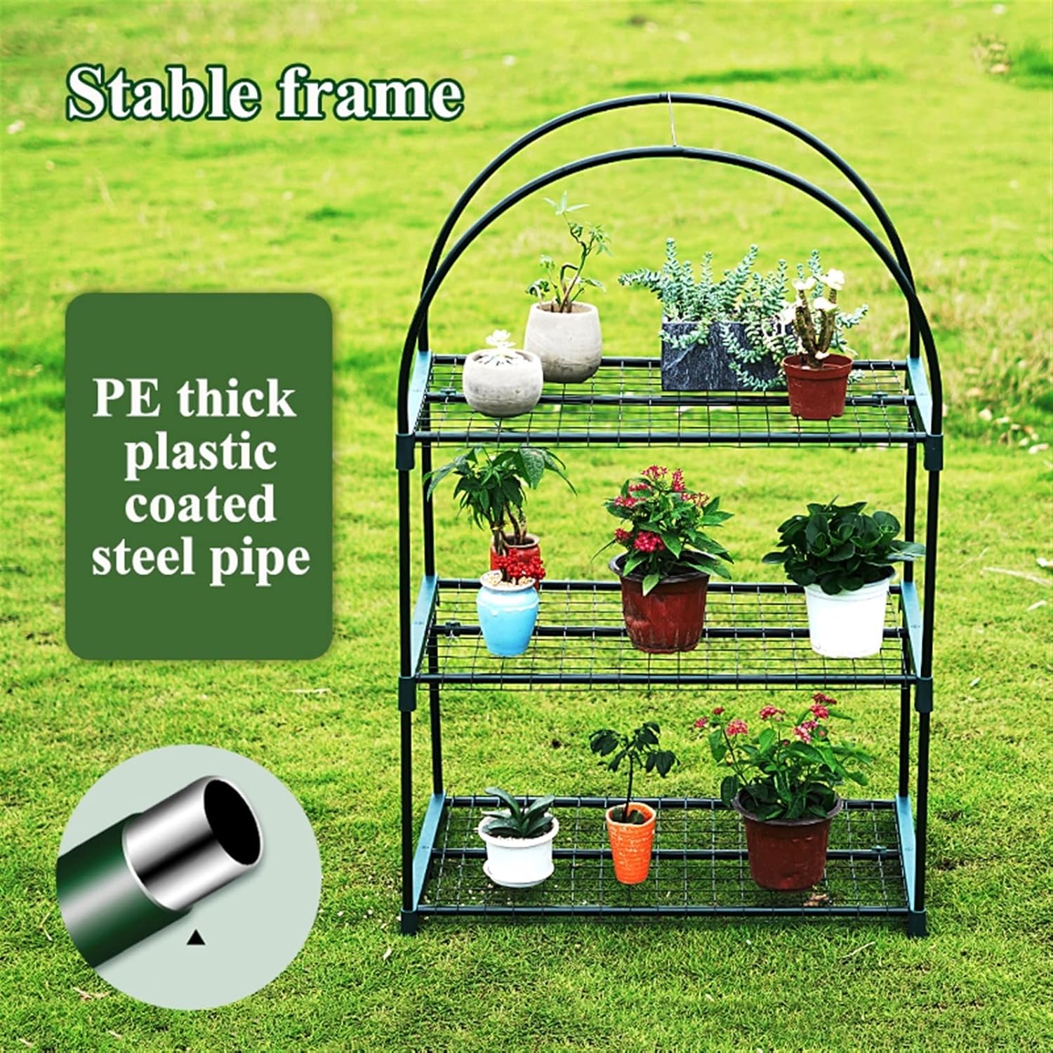 Portable Gardening Greenhouse with Metal Storage grids, Cold Frame with Transparent PVC Plastic and Zippered Door,Waterproof Weatherproof Multi-Purpose Plant House ( Battery *1 : 79*48*160cm )