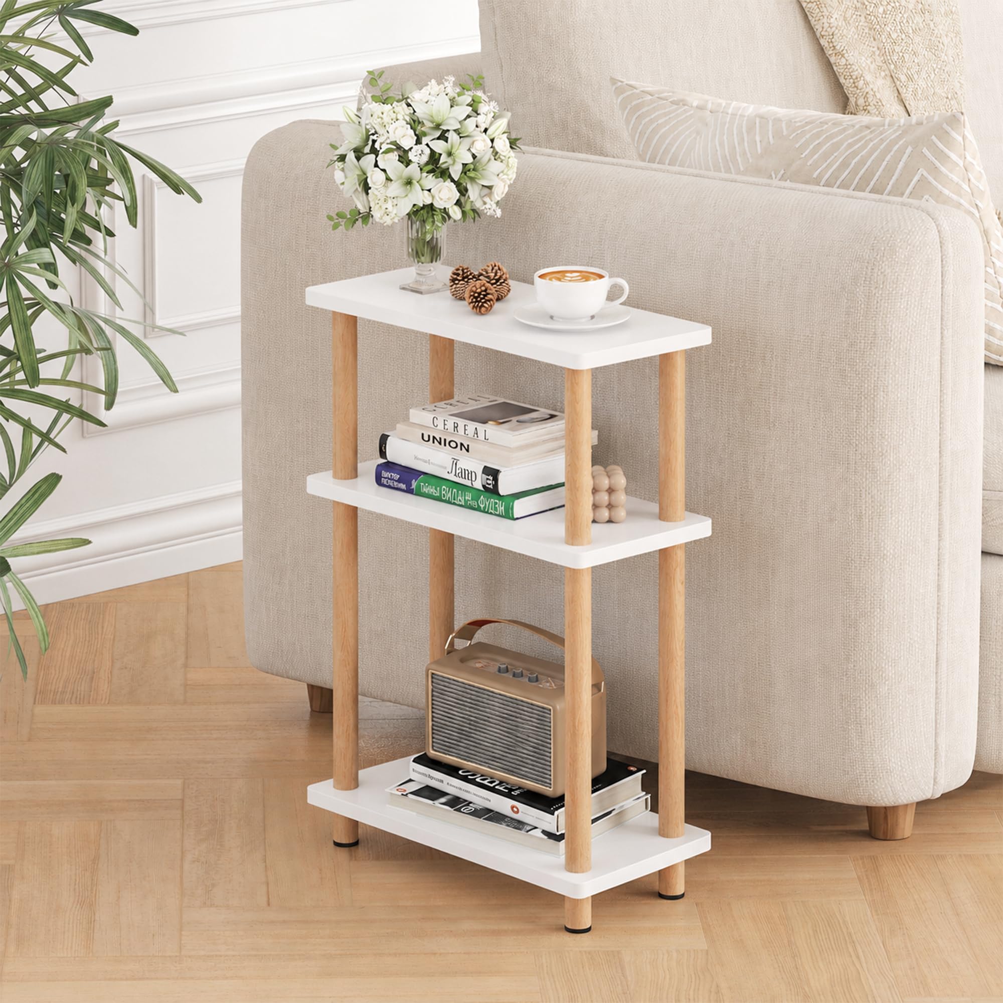 APICIZON Beistelltisch Schmal 3 Tier Beistelltisch Holz, 40x18x61.5CM