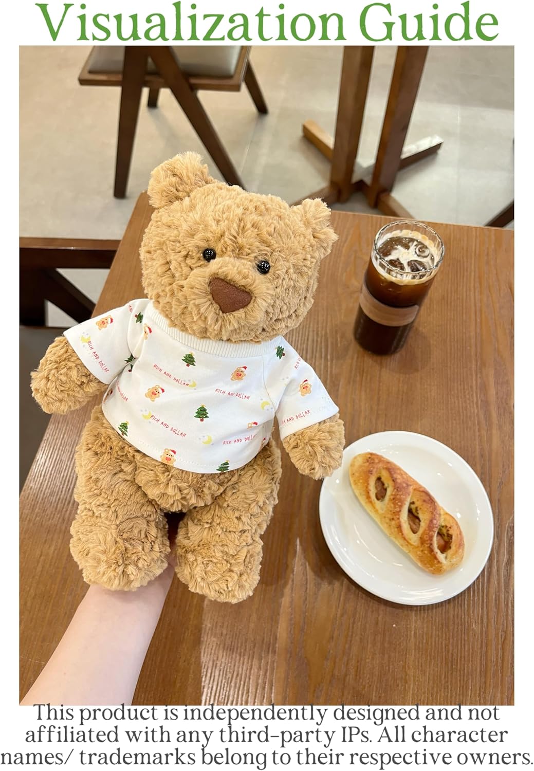 9-12"/30cm Teddy Bear Clothes for Medium Bartholomew Bear 11" Bumblybear 100% Cotton T-Shirt Outfit for Stuffed Animals (NO Doll)