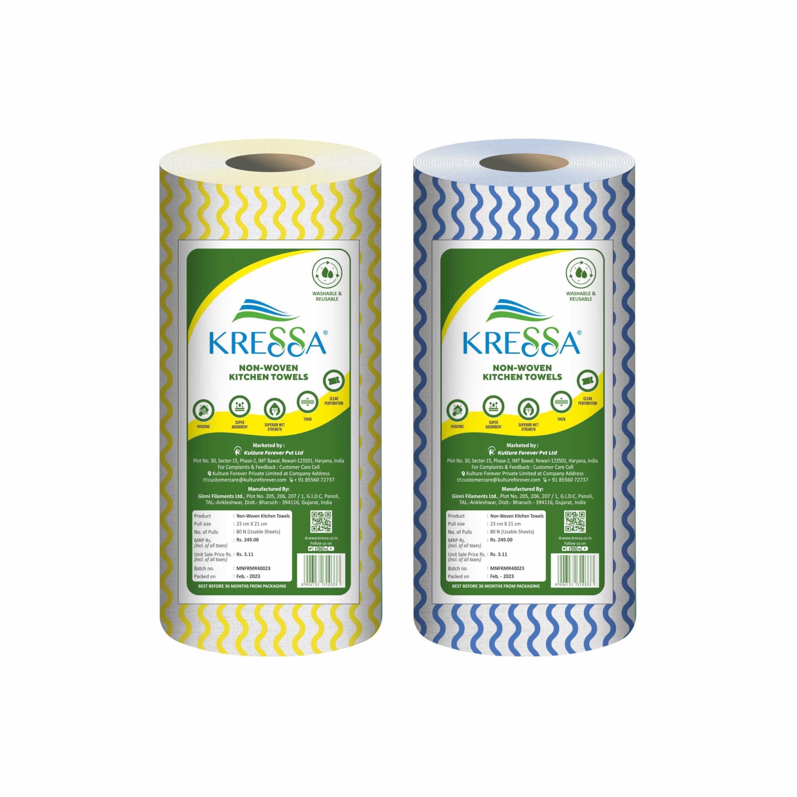 Kressa Non Woven Kitchen Towel Roll | Reusable And Washable (Pack of 2) (B0CG9FJFCB) Amazon Price History, Amazon Price Tracker