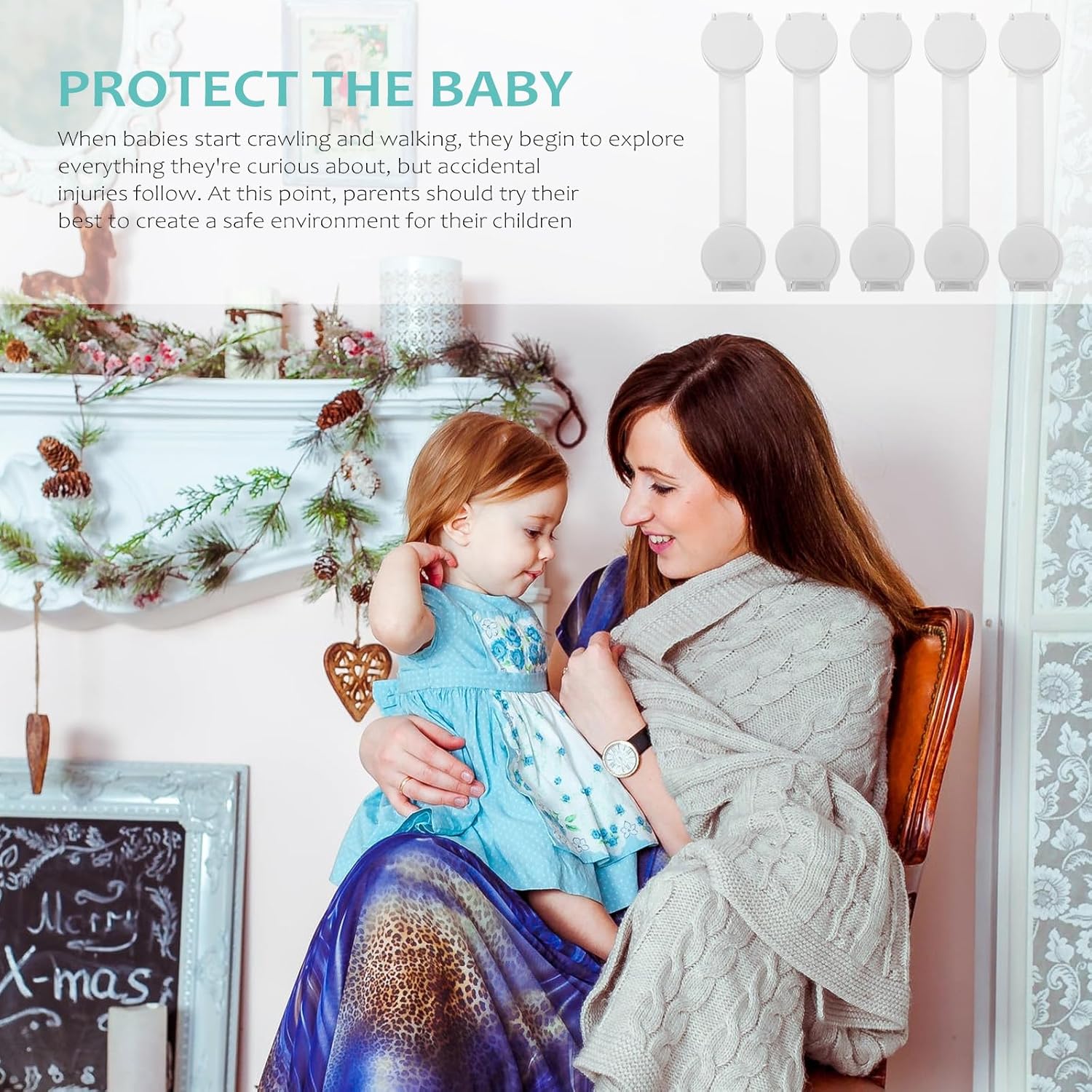 10pcs Childproof Cabinet Locks White Strap Proofing Safety Latches for Refrigerator and Drawer Adhesive Household Guard Locks