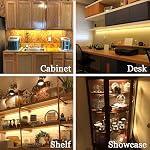 Kintion LED Under Cabinet Lighting, Flexible Under Counter LED Lights for Kitchen, Shelf, Counter, Showcase, Cupboard, 6.6FT Under Cabinet Light, Warm White Strip Lights, with Power Adpter