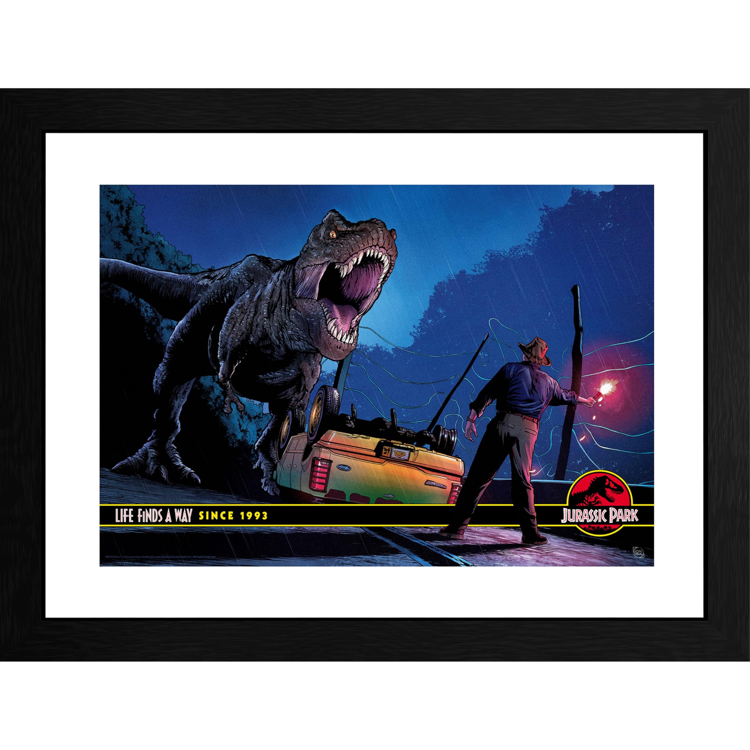Gb Eye Blue Jurassic Park Alan Grant Vs T-Rex 30 X 40Cm Framed Collector Print