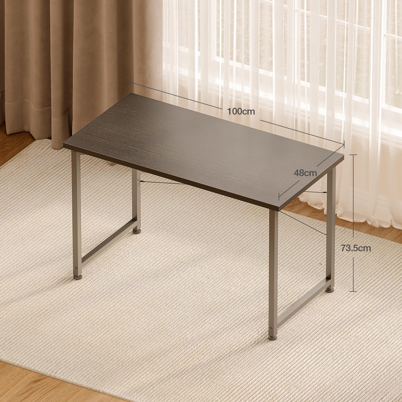 ODK Petit Bureau 100x48 cm, Bureau d'ordinateur Multifonction pour Le télétravail et Les études, Design Simple pour Chambre, Noir