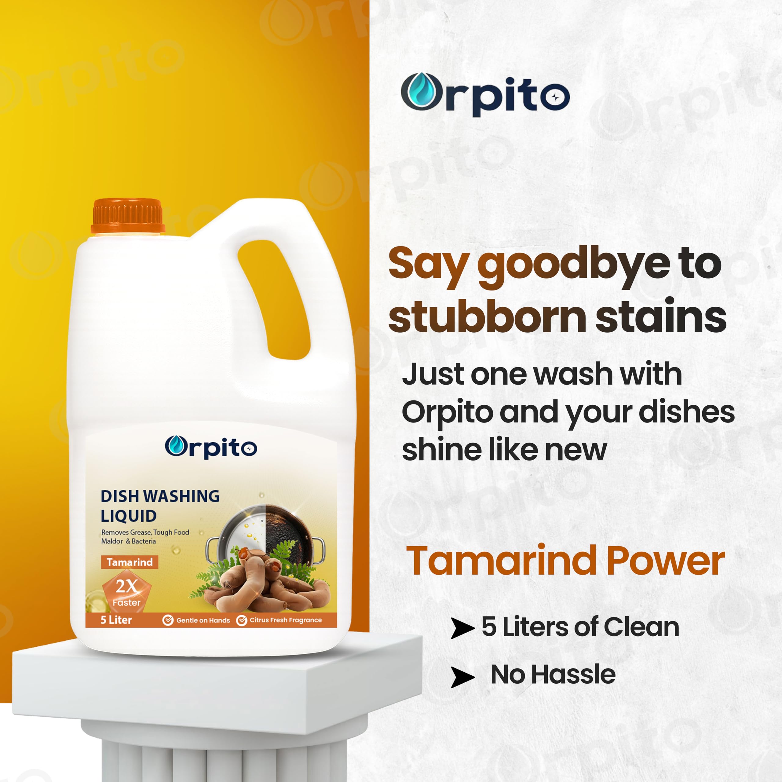 ORPITO Dishwash Gel Yellow Lemon & active salt, Refreshing, Antibacterial, Leaves no residue,Fast Cleaner for all types of Utensils, Dishwasher Liquid, Refill Can (5L) (1, MANGO YELLOW) 4