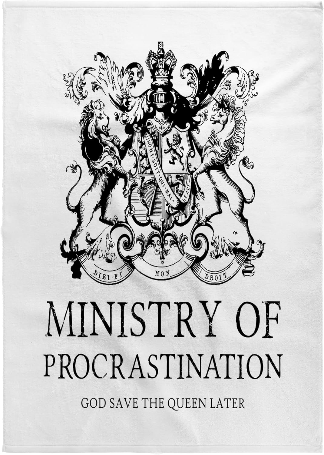 3dRose Ministry of Procrastination- Funny British Humor 22x30 Bath Hand Pool Towel