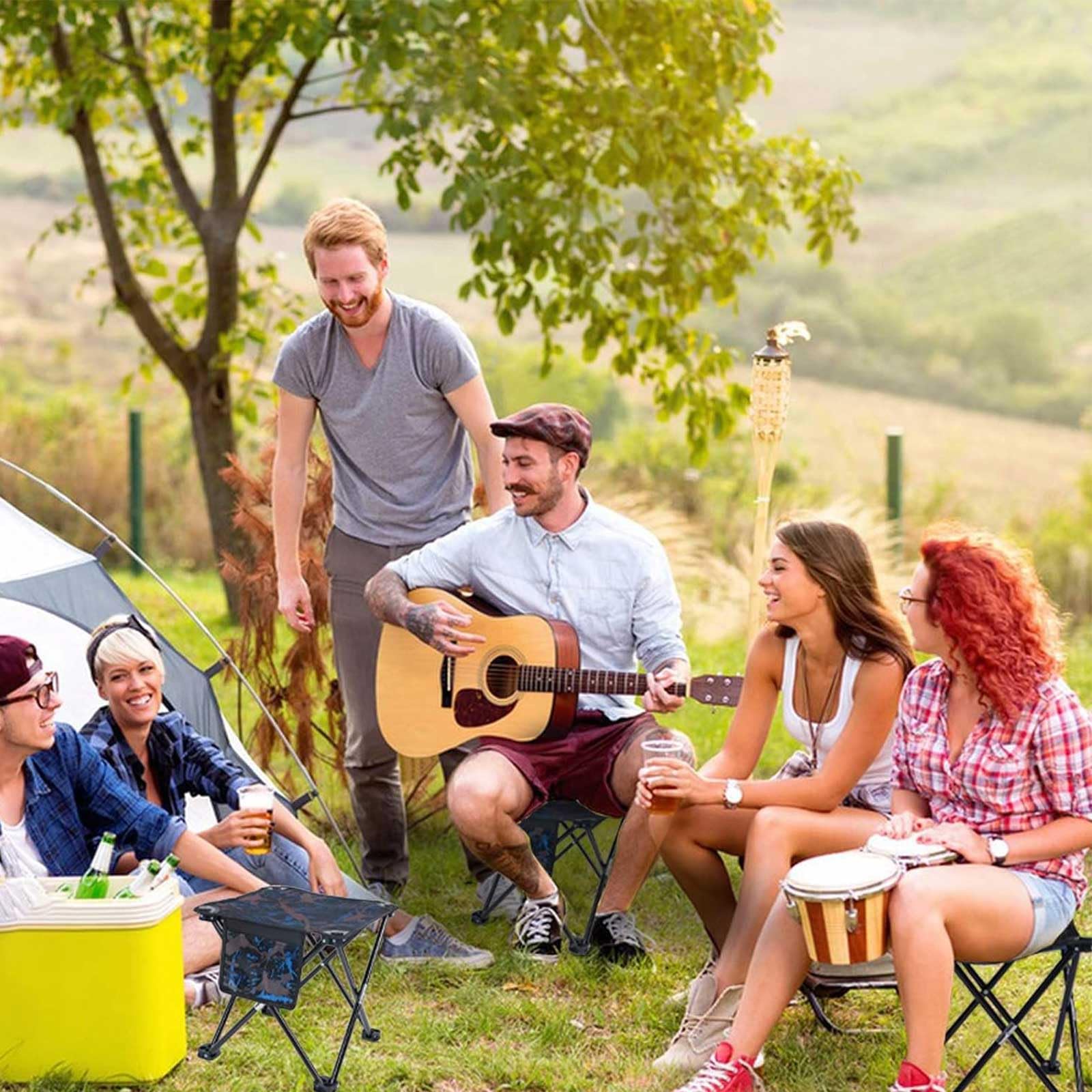 VOLIXOD Folding Portable Camping Stool for Adults, Lightweight Collapsible Stool for Outdoor Footrest Fishing Hiking Gardening and Beach with Carry Bag(400 LBS Capacity)