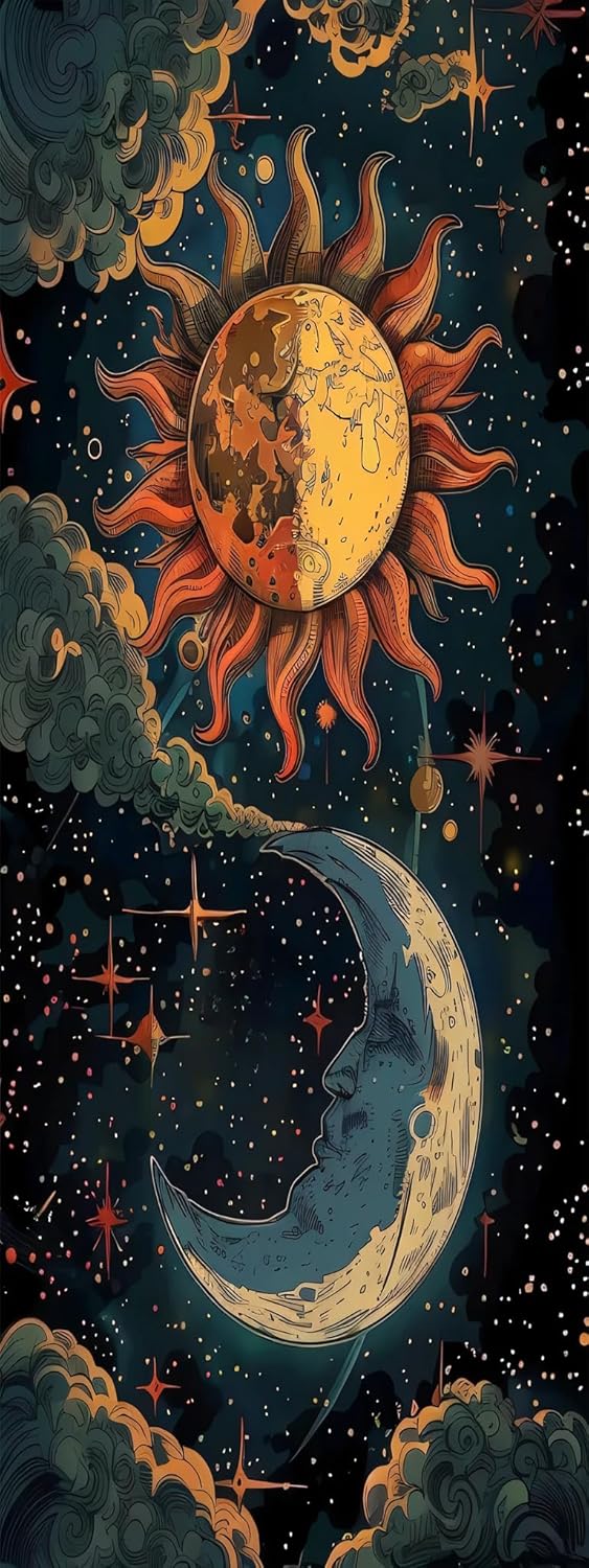 ZHUMUTO Extra Large Diamond Art Painting Kits for Adults,23.6x63inch/60x160cm Abstract Sun and Moon DIY Full Round Drill Diamond Dots,Extra Large Size for Home Wall Decor Gifts