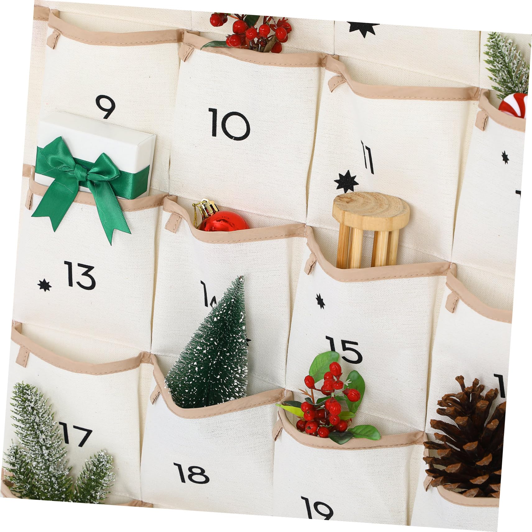 Operitacx Weihnachtlicher Adventskalender Aufhängetasche Aus Baumwolle Fächer Wand Türhängend Große Kapazität Praktische Aufbewahrungstasche Im Haus-design Zur Dekoration Und Organisation