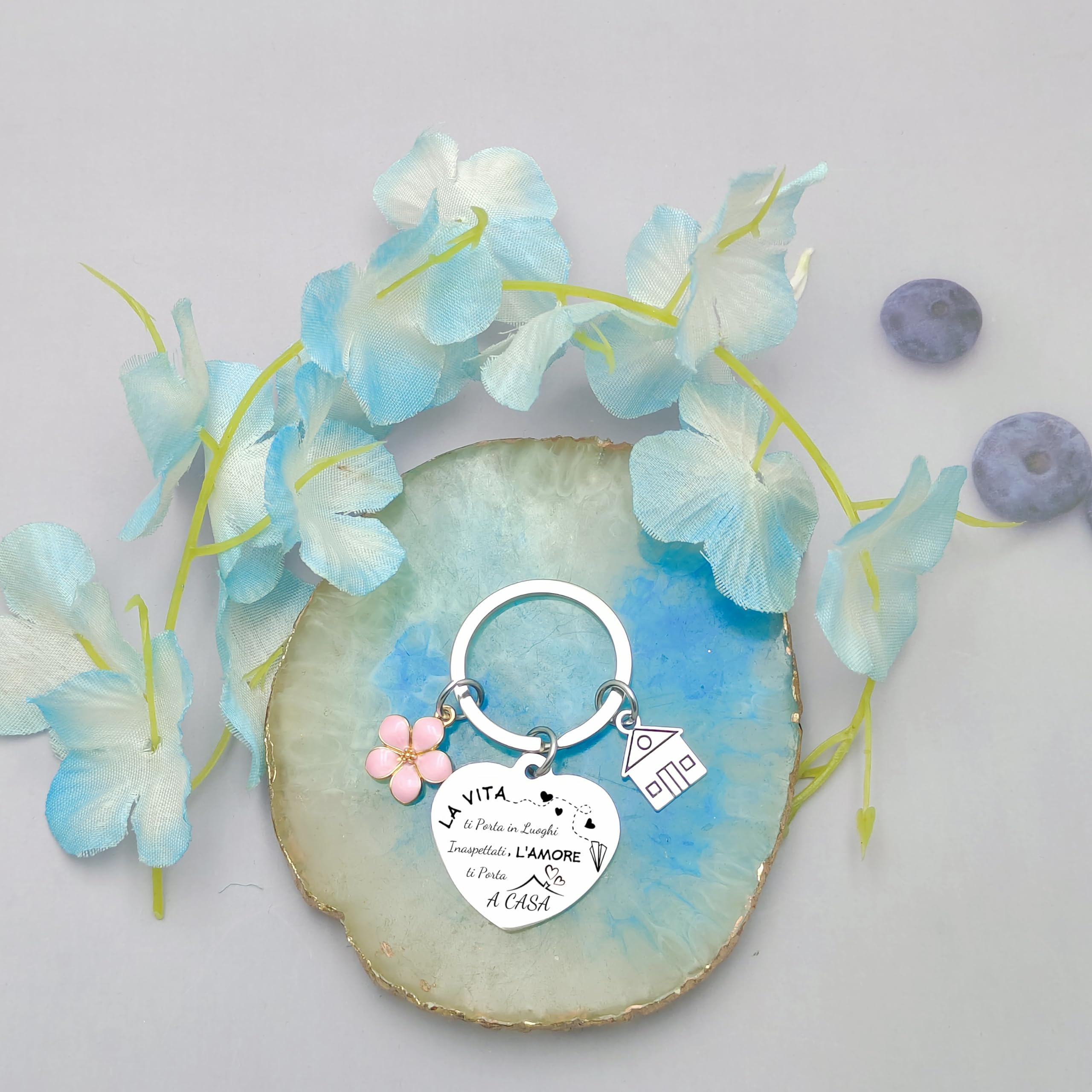 JRZDFXS Unisex Portachiavi Ci vediamo a Casa per Coppia in Acciaio Inox Ciondolo Casa Casetta Carina Chiavi regalo di inaugurazione della casa per moglie marito