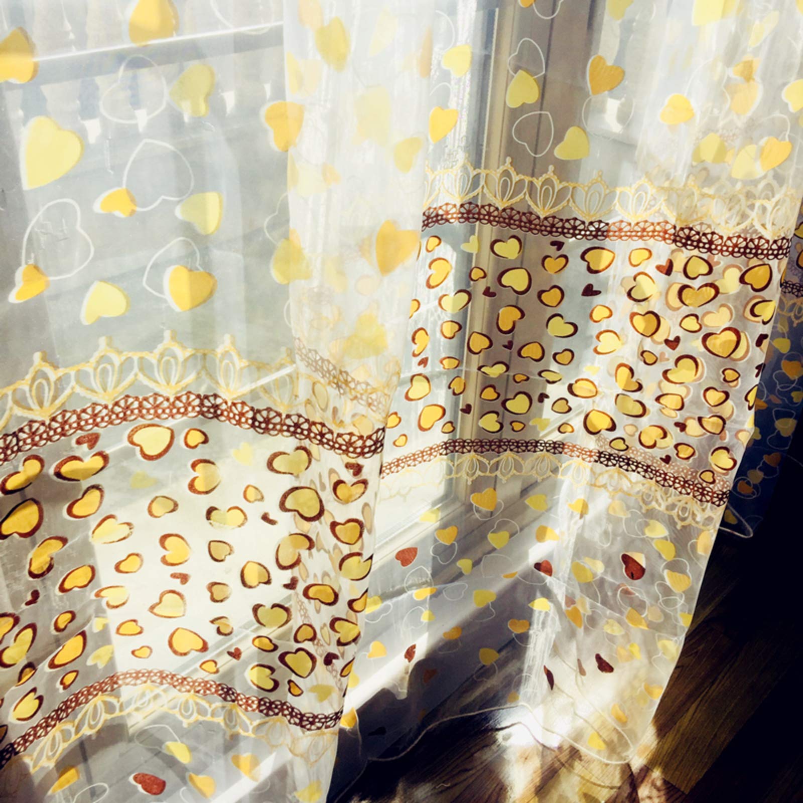 Rideau transparent enfants dessin animé jaune pour décoration salon