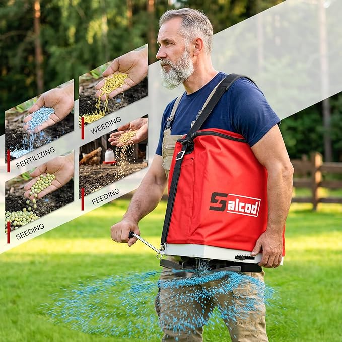 Esparcidor de Semillas 25LB, Ajustable Manual para Césped miniatura 3