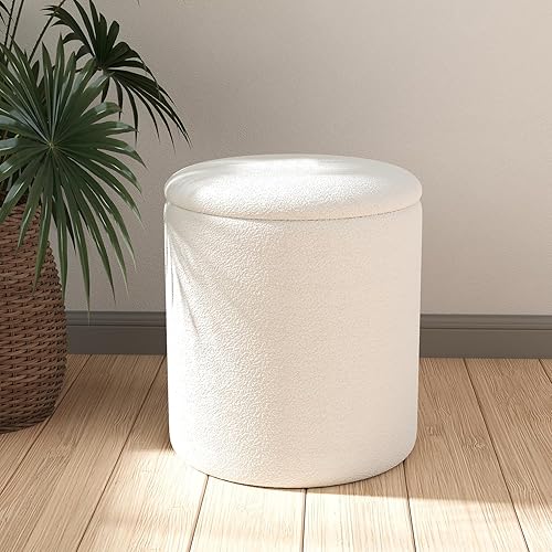 Pufs otomanos con almacenamiento, taburete de tocador tapizado suave, otomanes multifuncionales mesa de café asiento acolchado reposapiés para sala