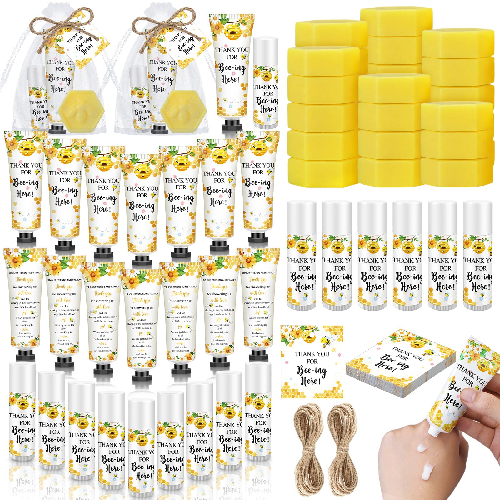 75 Pcs/25 Sets Bee Theme Baby Shower Favors, Honeycomb Soap Gifts