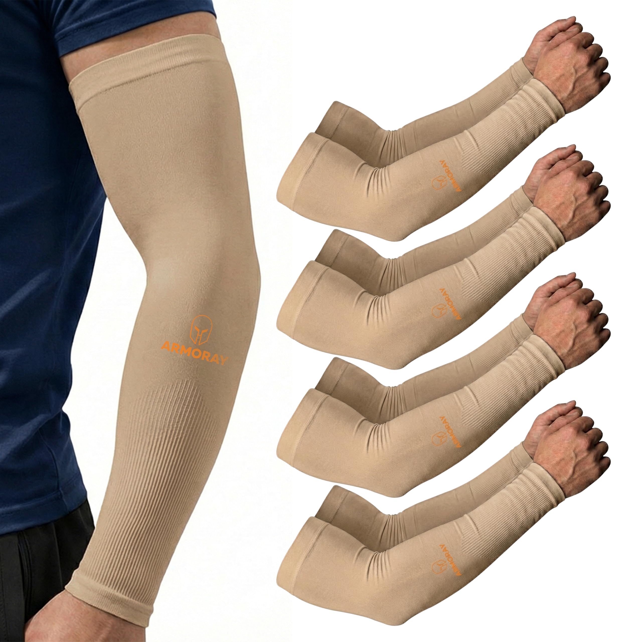 ARMORAY Arm Sleeves for Men and Women - UV Sun Protection Cooling Compression - Tattoo Cover Up Sleeve for Daily Wear &amp; Work